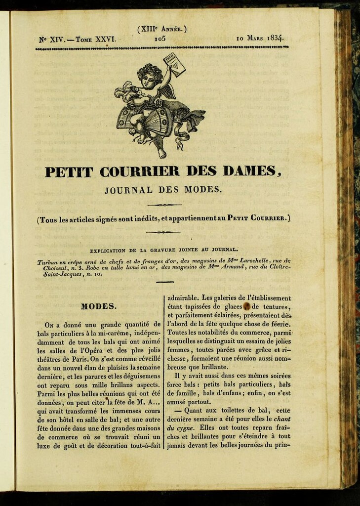 Miniatura de Petit Courrier des Dames : annonces des modes, des nouveautés et des arts del 10 de Marzo de 1834