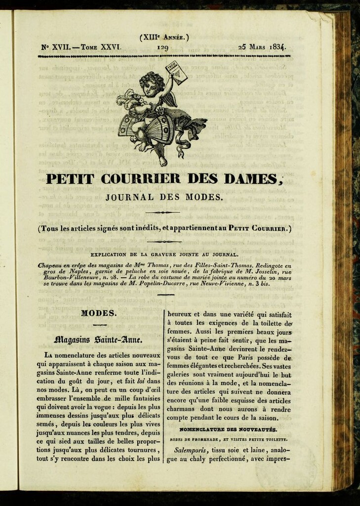 Miniatura de Petit Courrier des Dames : annonces des modes, des nouveautés et des arts del 25 de Marzo de 1834