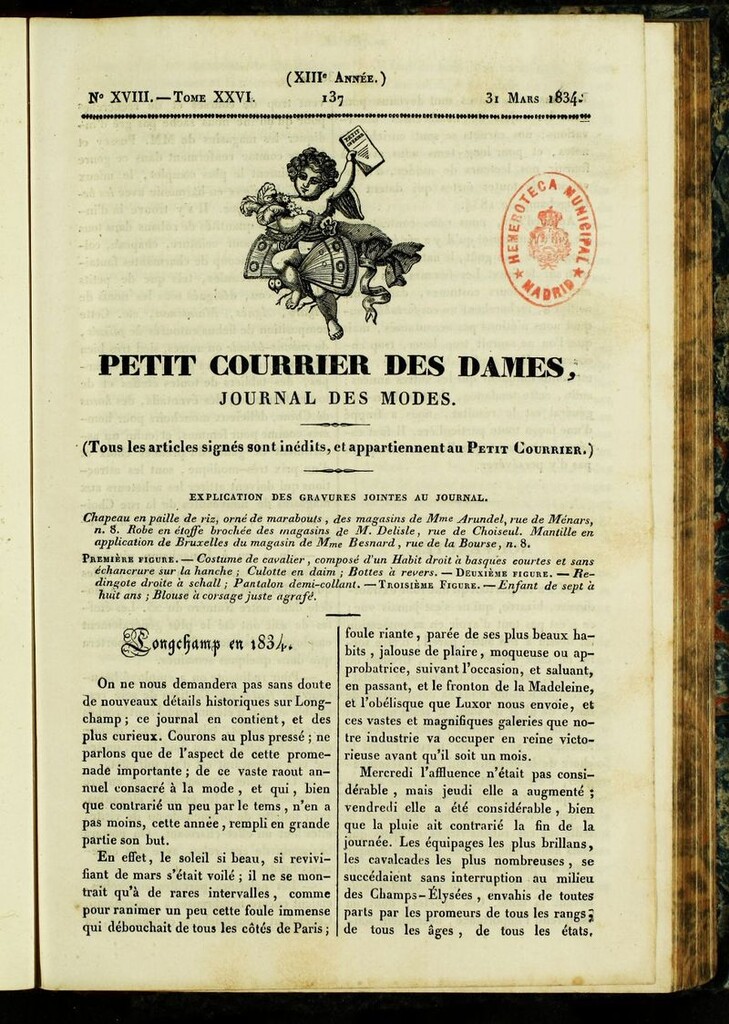 Miniatura de Petit Courrier des Dames : annonces des modes, des nouveautés et des arts del 31 de Marzo de 1834