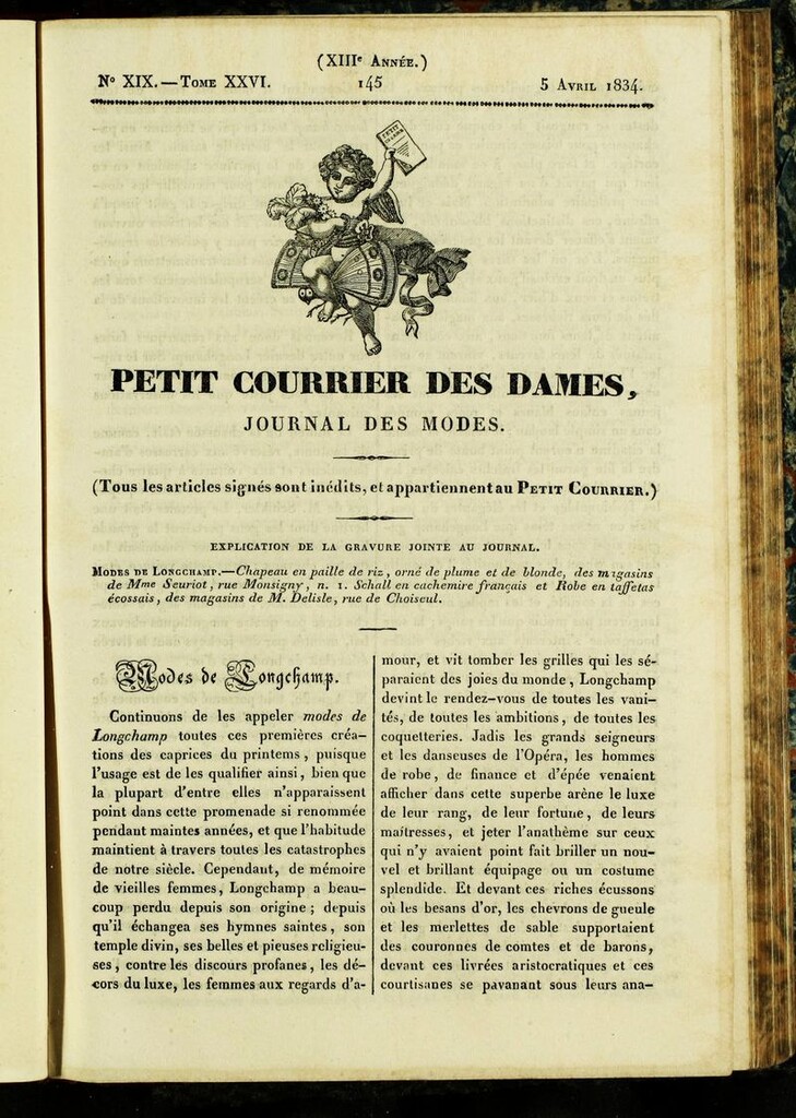 Miniatura de Petit Courrier des Dames : annonces des modes, des nouveautés et des arts del 5 de Abril de 1834