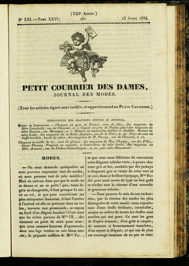 Miniatura de Petit Courrier des Dames : annonces des modes, des nouveautés et des arts del 15 de Abril de 1834