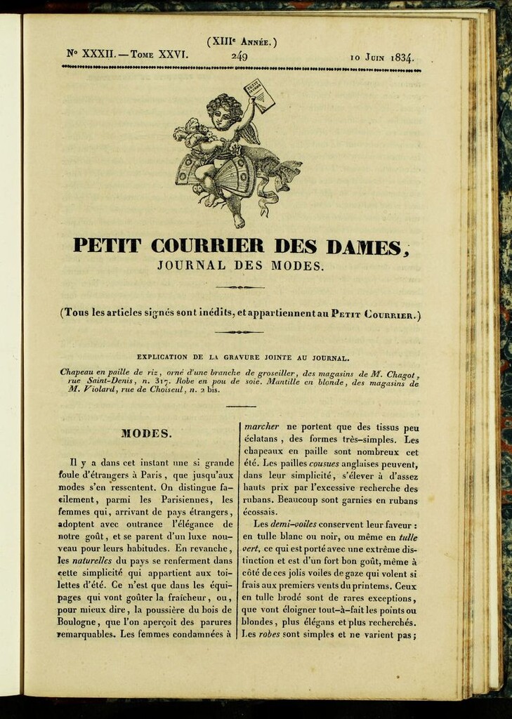 Miniatura de Petit Courrier des Dames : annonces des modes, des nouveautés et des arts del 10 de Junio de 1834