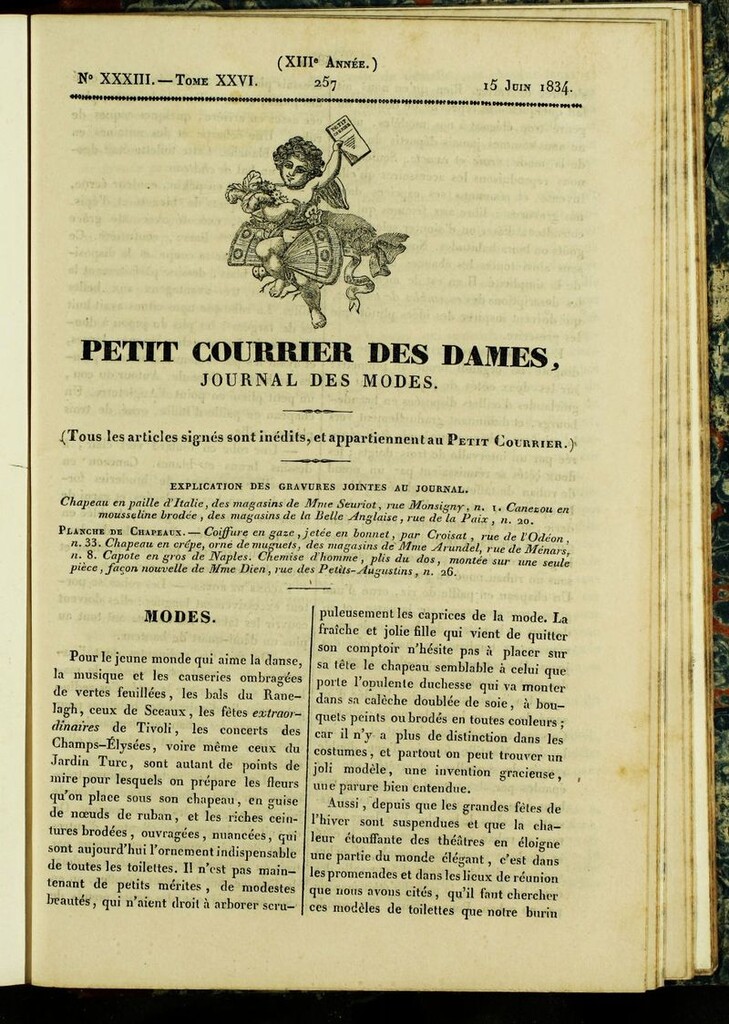 Miniatura de Petit Courrier des Dames : annonces des modes, des nouveautés et des arts del 15 de Junio de 1834