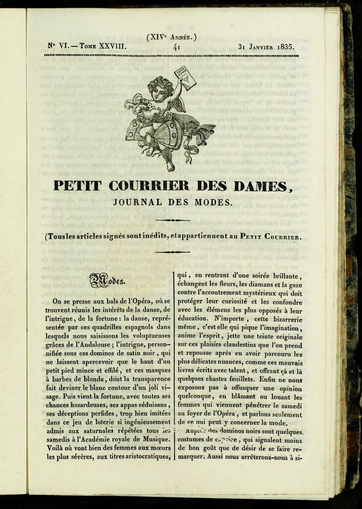 Miniatura de Petit Courrier des Dames : annonces des modes, des nouveautés et des arts del 31 de Enero de 1835
