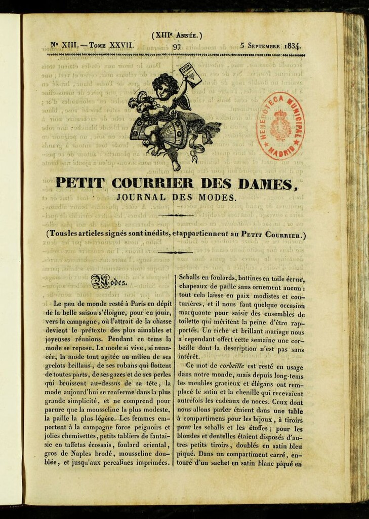 Miniatura de Petit Courrier Des Dames del 5 de septiembre de 1834