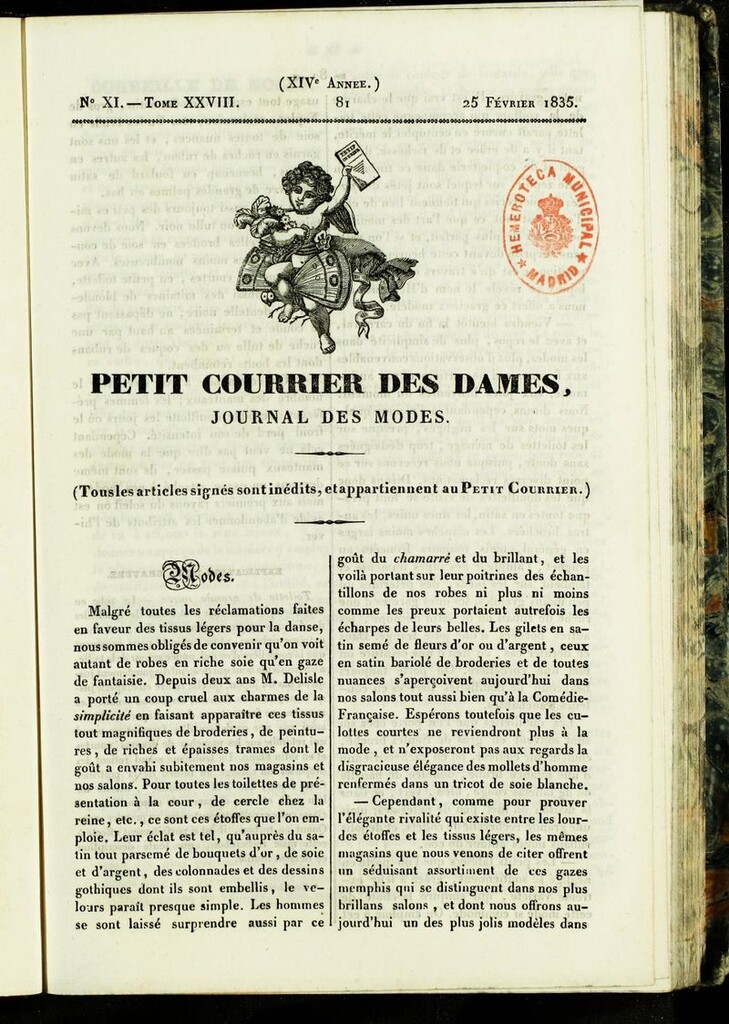 Miniatura de Petit Courrier des Dames : annonces des modes, des nouveautés et des arts del 25 de Febrero de 1835