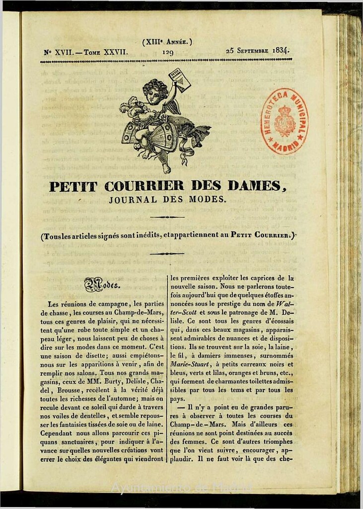 Miniatura de Petit Courrier Des Dames del 25 de septiembre de 1834