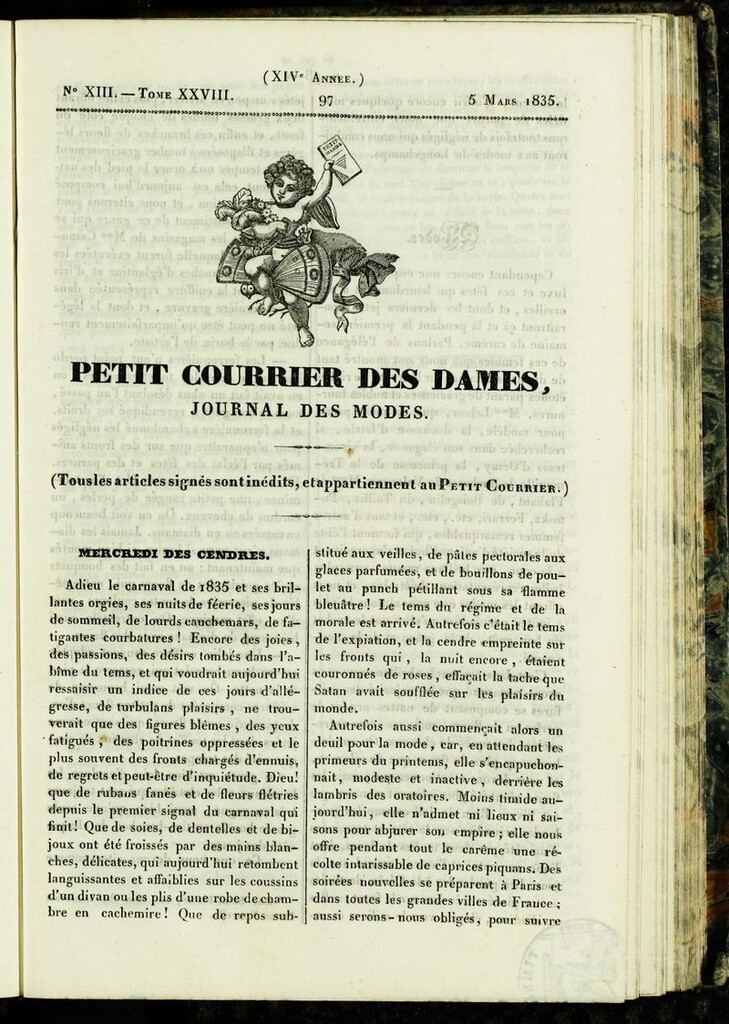 Miniatura de Petit Courrier des Dames : annonces des modes, des nouveautés et des arts del 5 de Marzo de 1835