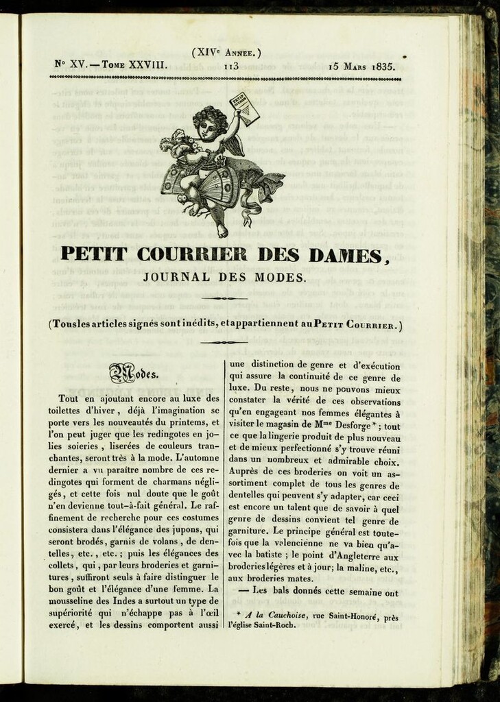 Miniatura de Petit Courrier des Dames : annonces des modes, des nouveautés et des arts del 15 de Marzo de 1835