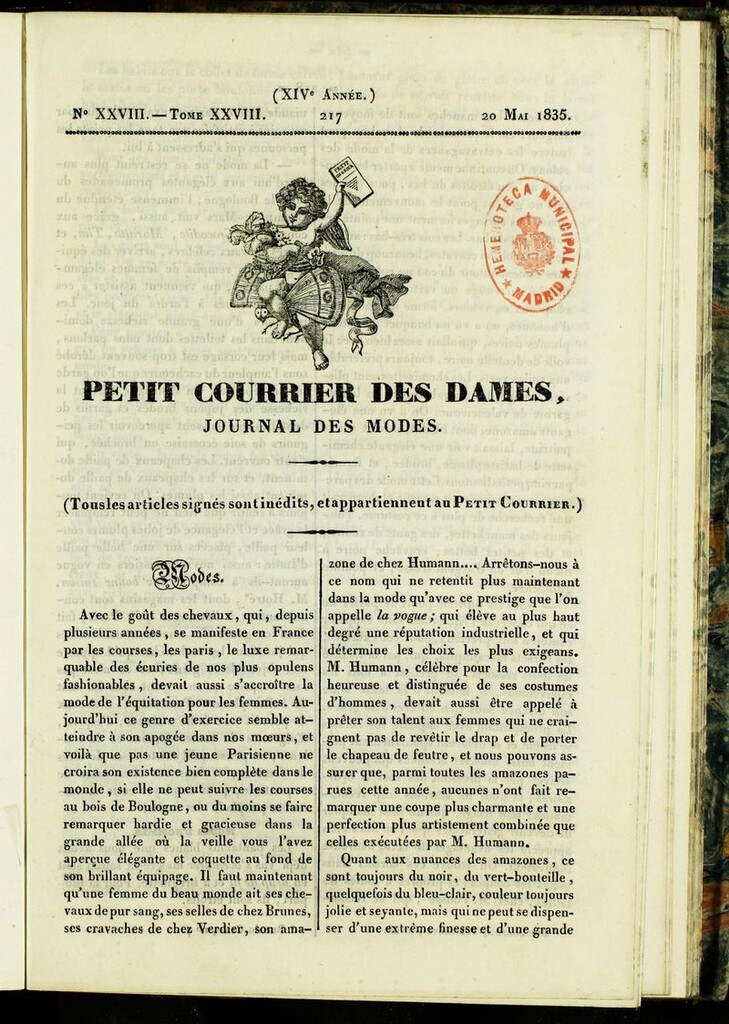 Miniatura de Petit Courrier des Dames : annonces des modes, des nouveautés et des arts del 20 de Mayo de 1835