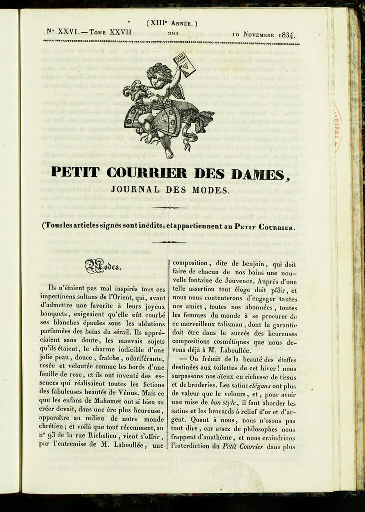 Miniatura de Petit Courrier Des Dames del 10 de noviembre de 1834