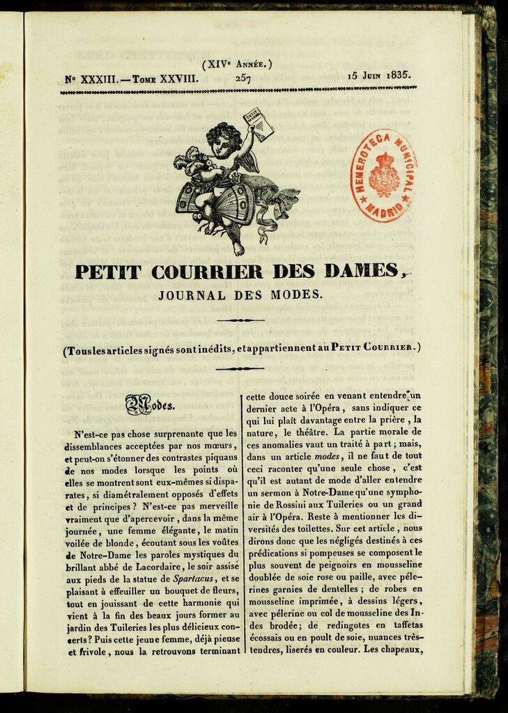 Miniatura de Petit Courrier des Dames : annonces des modes, des nouveautés et des arts del 15 de Junio de 1835
