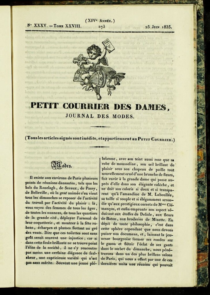 Miniatura de Petit Courrier des Dames : annonces des modes, des nouveautés et des arts del 25 de Junio de 1835