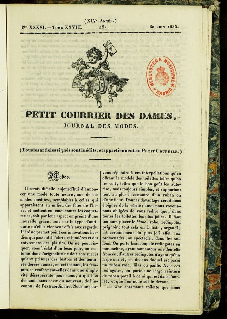 Miniatura de Petit Courrier des Dames : annonces des modes, des nouveautés et des arts del 30 de Junio de 1835