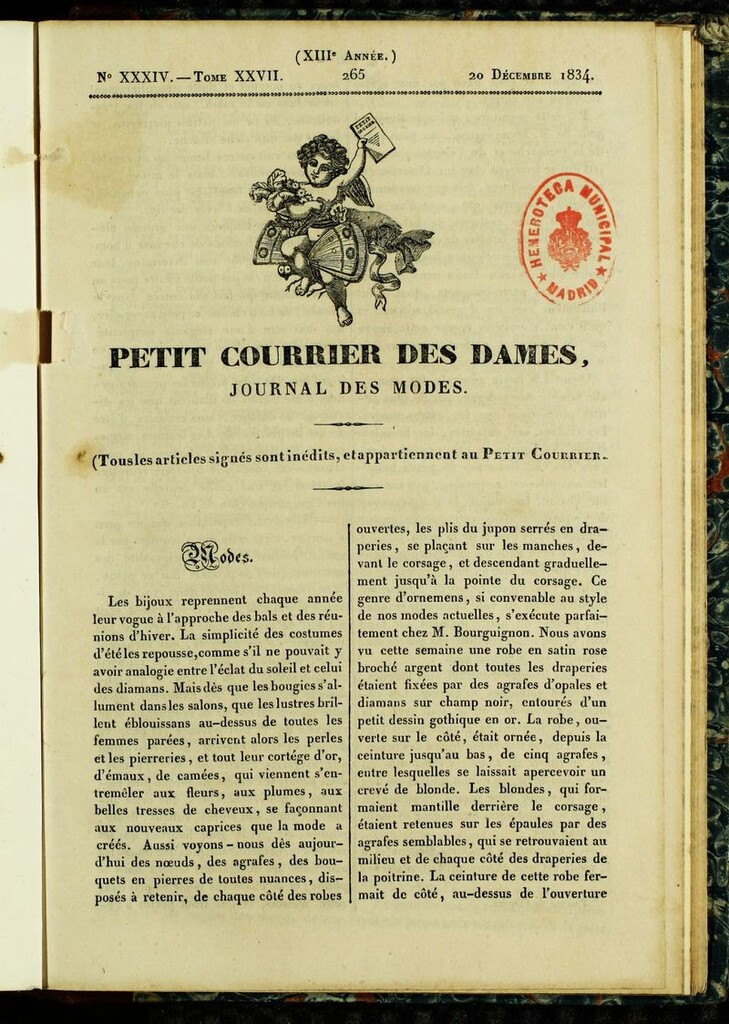 Miniatura de Petit Courrier Des Dames del 20 de diciembre de 1834