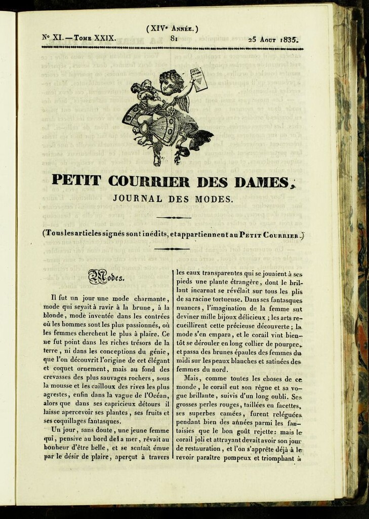 Miniatura de Petit Courrier des Dames : annonces des modes, des nouveautés et des arts del 25 de Agosto de 1835