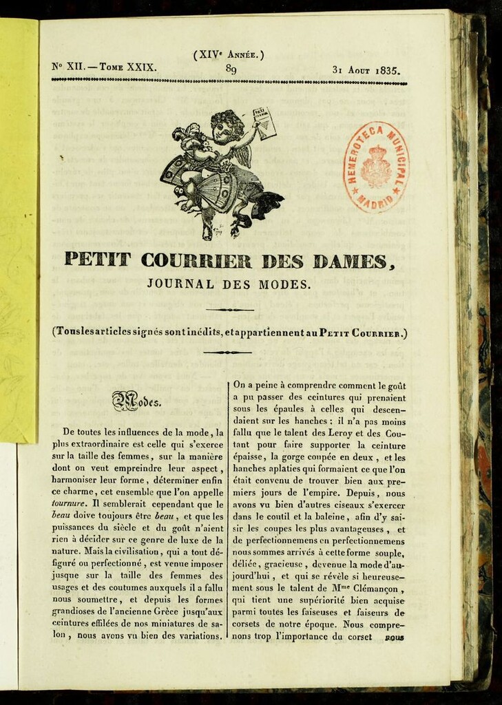 Miniatura de Petit Courrier des Dames : annonces des modes, des nouveautés et des arts del 31 de Agosto de 1835