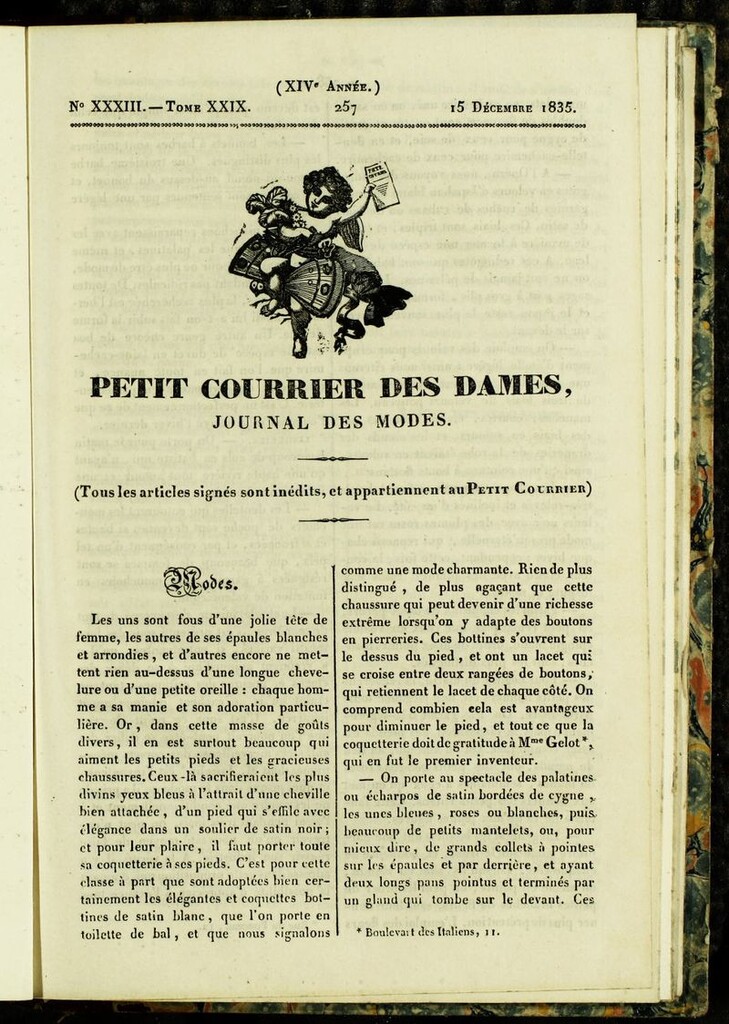 Miniatura de Petit Courrier Des Dames del 15 de diciembre de 1835