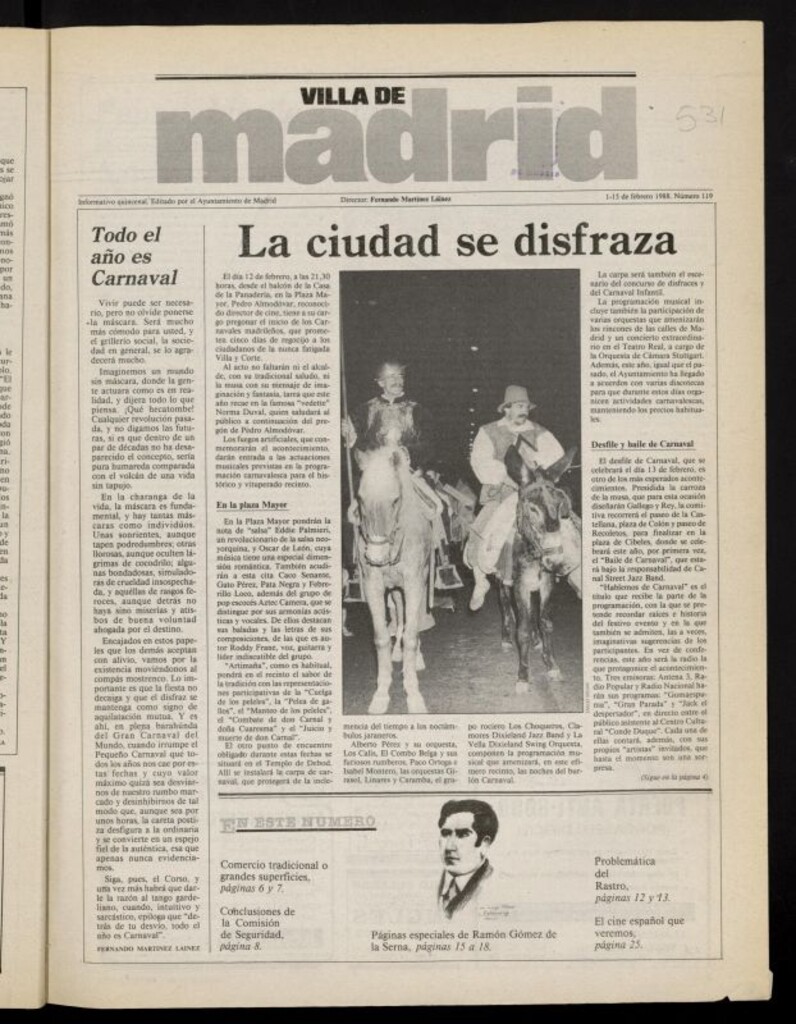 Miniatura de Villa de Madrid: informativo quincenal del 1 de febrero de 1988, nº 119