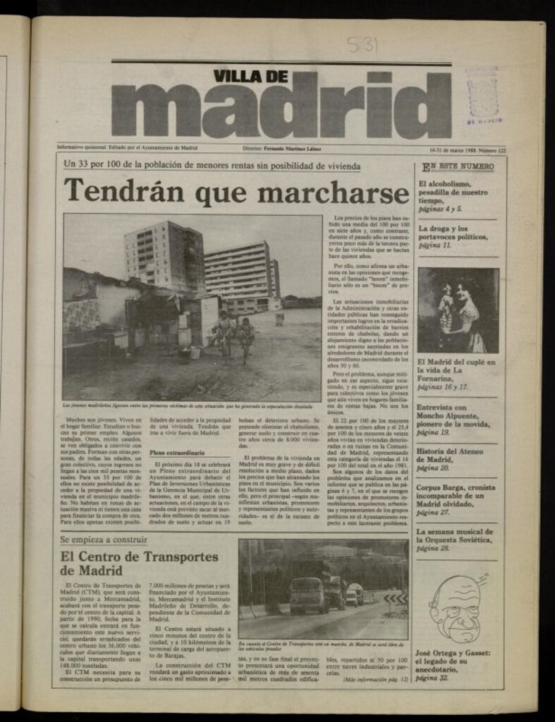 Miniatura de Villa de Madrid: informativo quincenal del 16 de marzo de 1988, nº 122