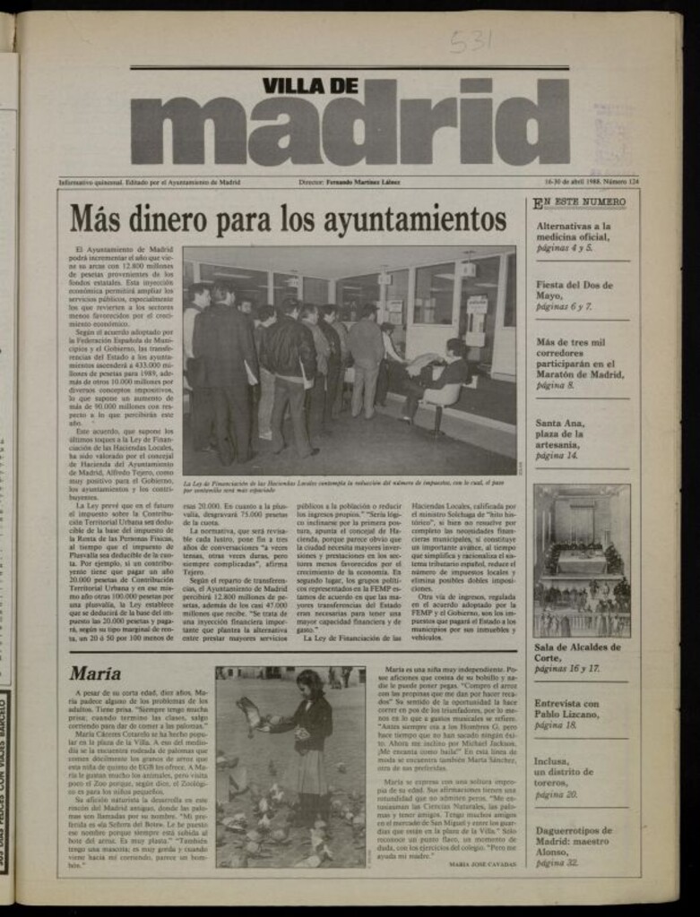 Miniatura de Villa de Madrid: informativo quincenal del 16 de abril de 1988, nº 124