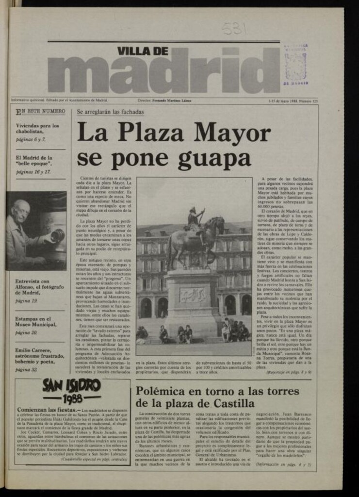 Miniatura de Villa de Madrid: informativo quincenal del 1 de mayo de 1988, nº 125
