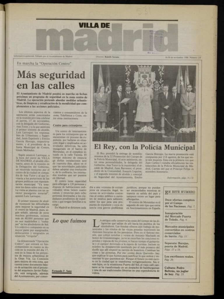 Miniatura de Villa de Madrid: informativo quincenal del 16 de noviembre de 1988, nº 135