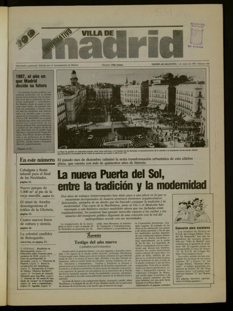 Miniatura de Villa de Madrid: informativo quincenal del 1 de enero de 1987, nº 100
