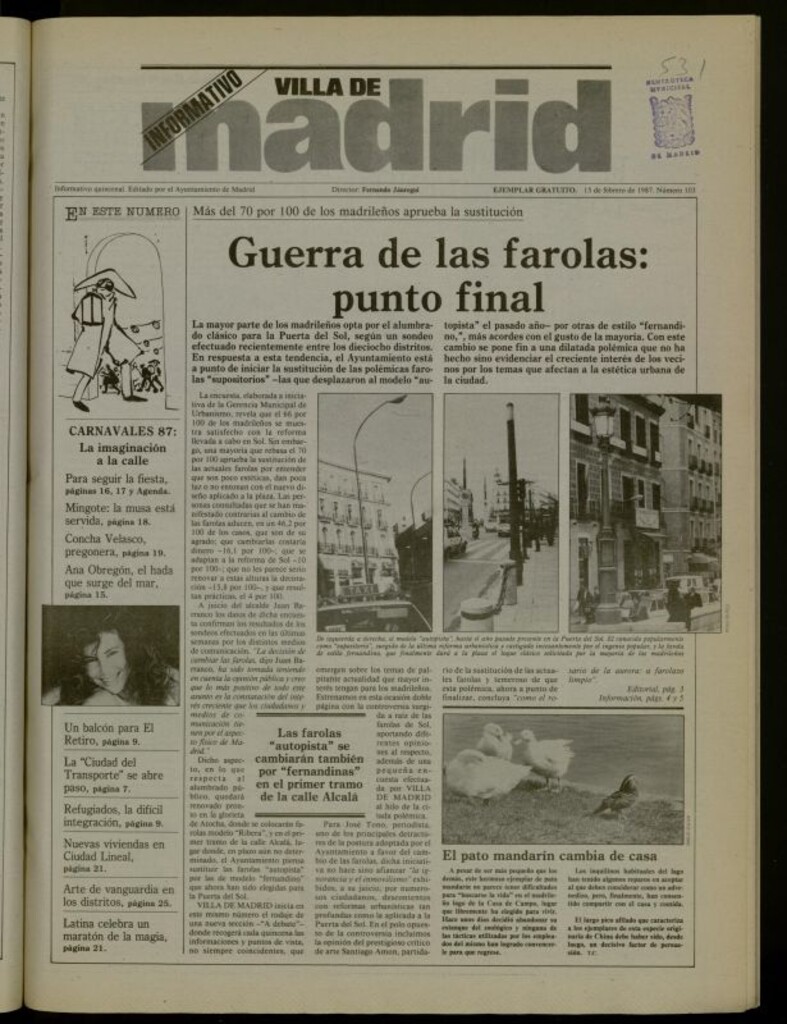 Miniatura de Villa de Madrid: informativo quincenal del 15 de febrero de 1987, nº 103