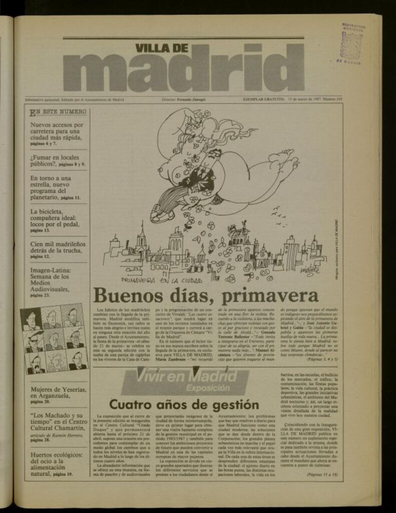 Miniatura de Villa de Madrid: informativo quincenal del 15 de marzo de 1987, nº 105