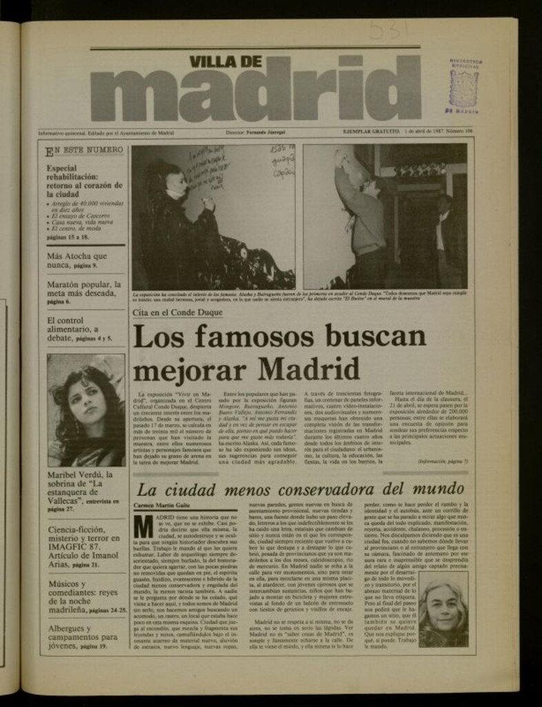 Miniatura de Villa de Madrid: informativo quincenal del 1 de abril de 1987, nº 106