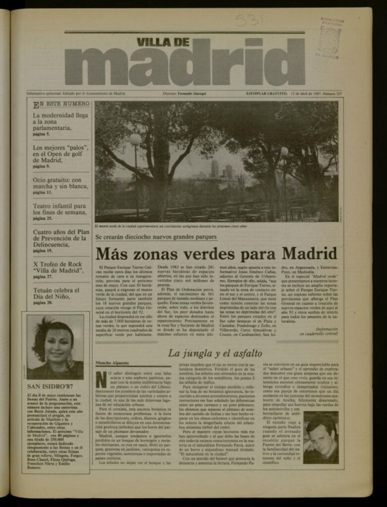 Miniatura de Villa de Madrid: informativo quincenal del 15 de abril de 1987, nº 107