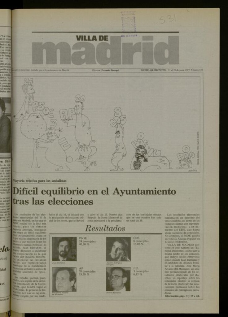 Miniatura de Villa de Madrid: informativo quincenal del 15 de junio de 1987, nº 110
