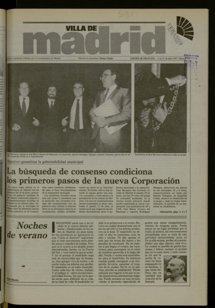 Miniatura de Villa de Madrid: informativo quincenal del 15 de julio de 1987, nº 111