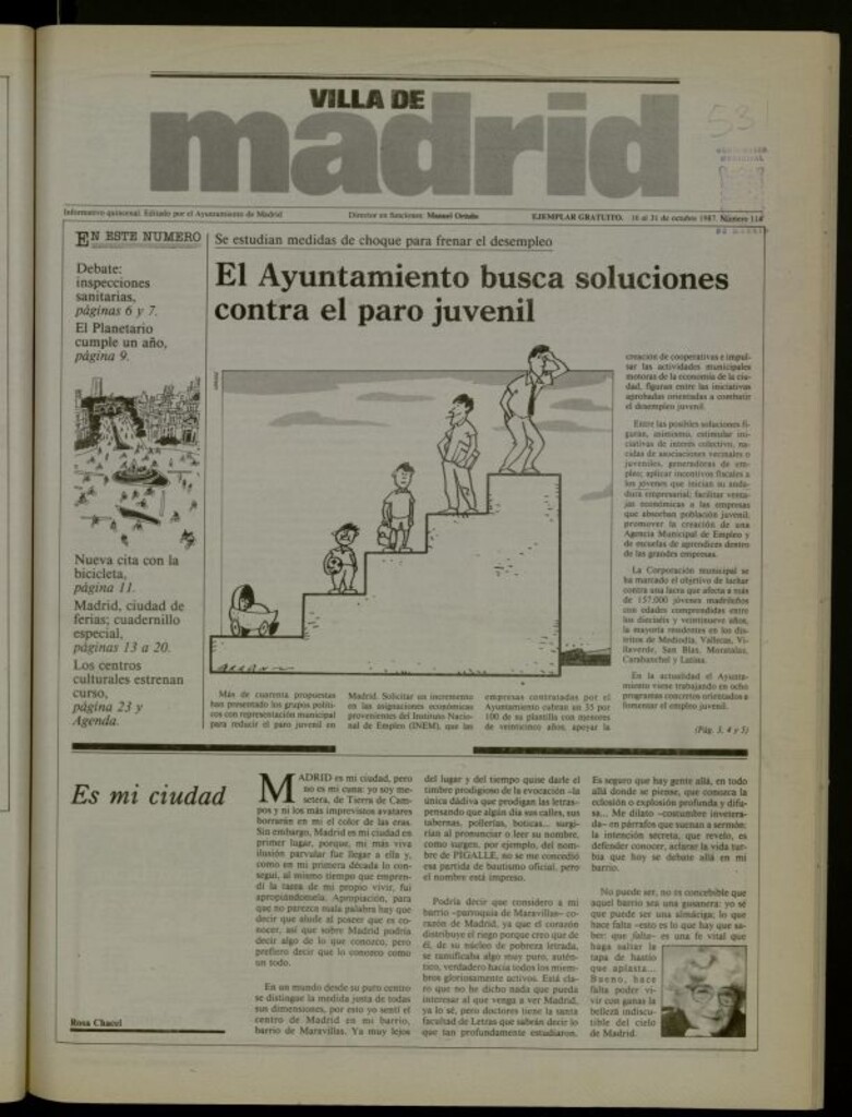Miniatura de Villa de Madrid: informativo quincenal del 16 de octubre de 1987, nº 114