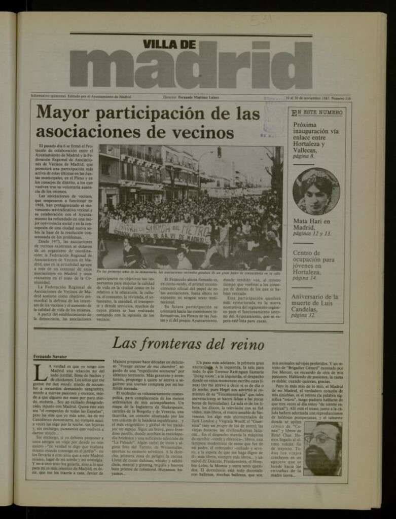 Miniatura de Villa de Madrid: informativo quincenall del 16 de noviembre de 1987, nº 116