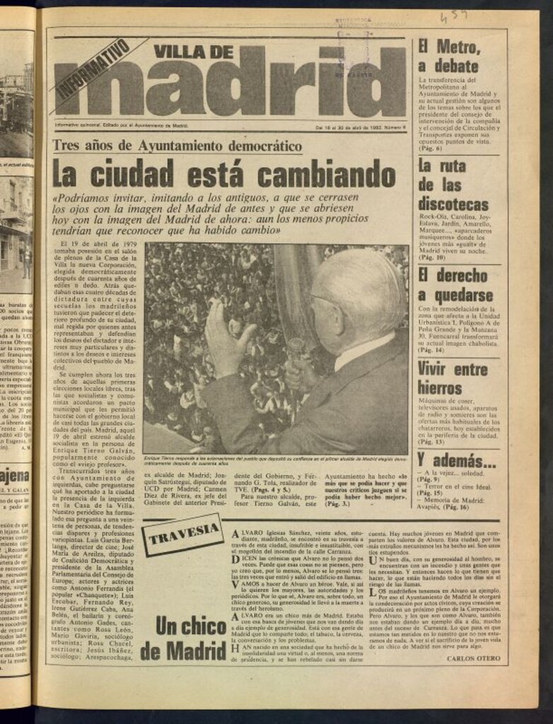 Miniatura de Villa de Madrid: informativo quincenal del 16 de abril de 1982, nº 6
