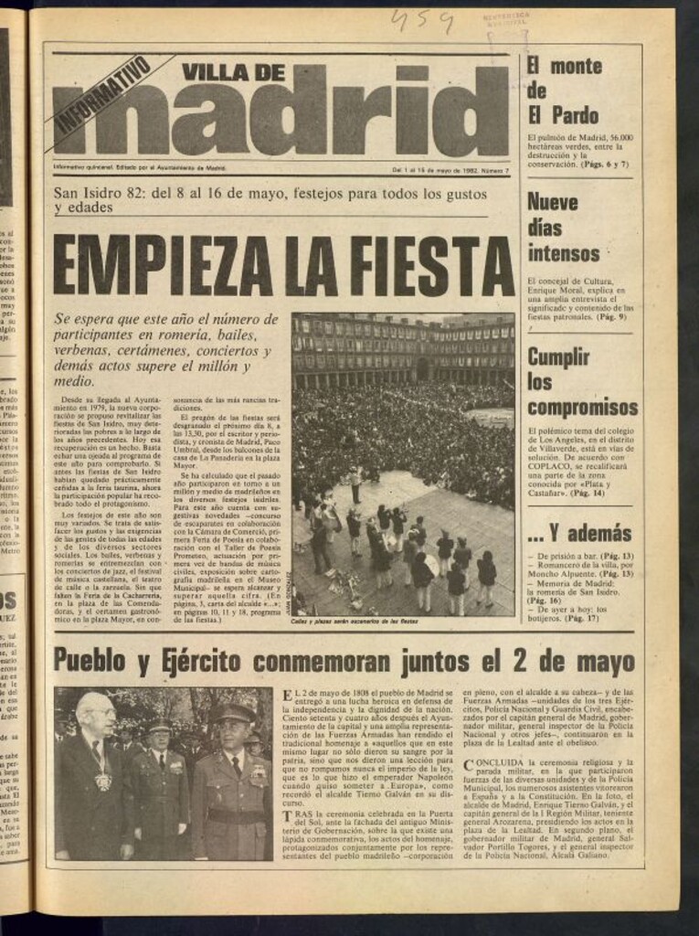 Miniatura de Villa de Madrid: informativo quincenal del 1 de mayo de 1982, nº 7