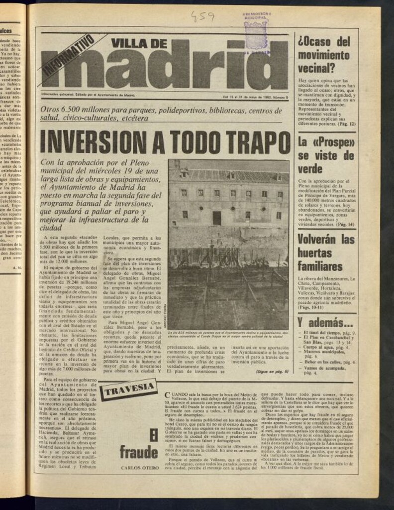 Miniatura de Villa de Madrid: informativo quincenal del 15 de mayo de 1982, nº 8