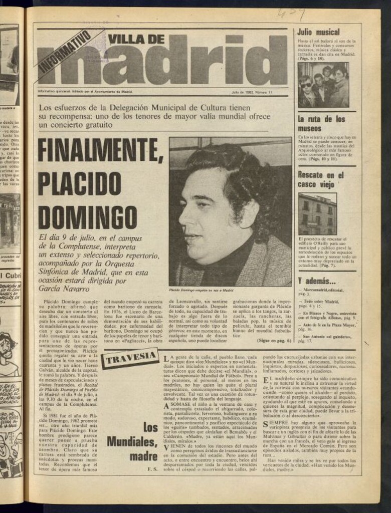 Miniatura de Villa de Madrid: informativo quincenal del 1 de julio de 1982, nº 11