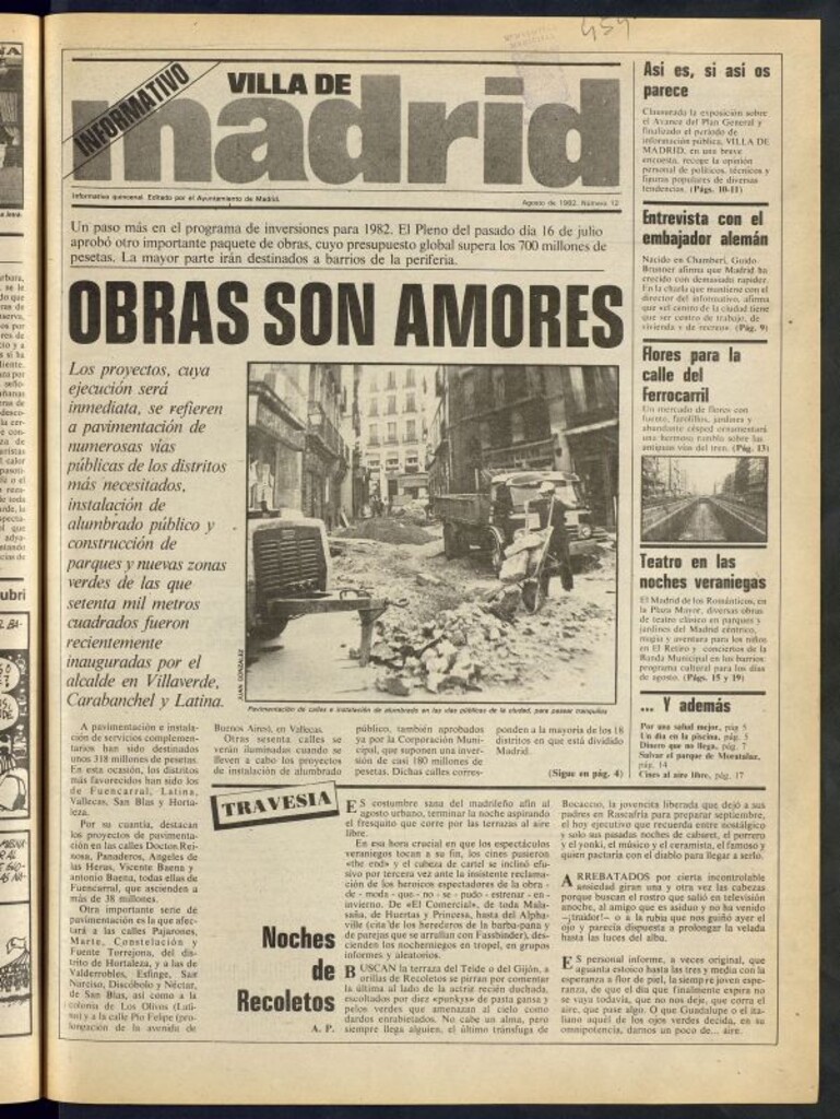 Miniatura de Villa de Madrid: informativo quincenal del 1 de agosto de 1982, nº 12