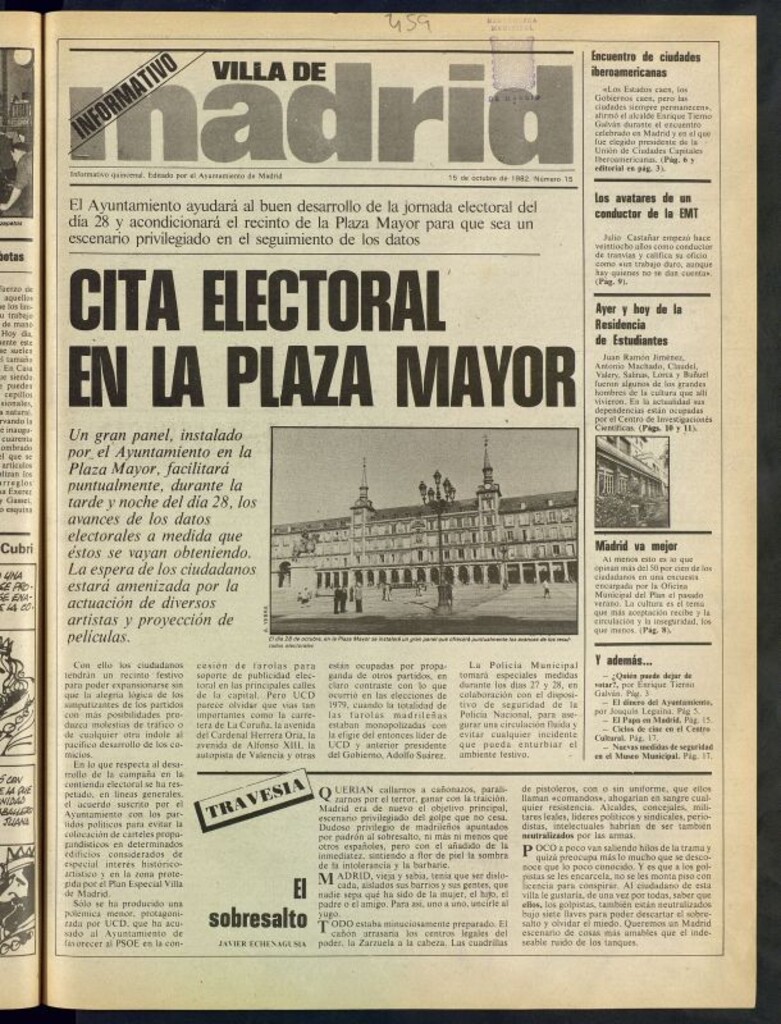 Miniatura de Villa de Madrid: informativo quincenal del 15 de octubre de 1982, nº 15