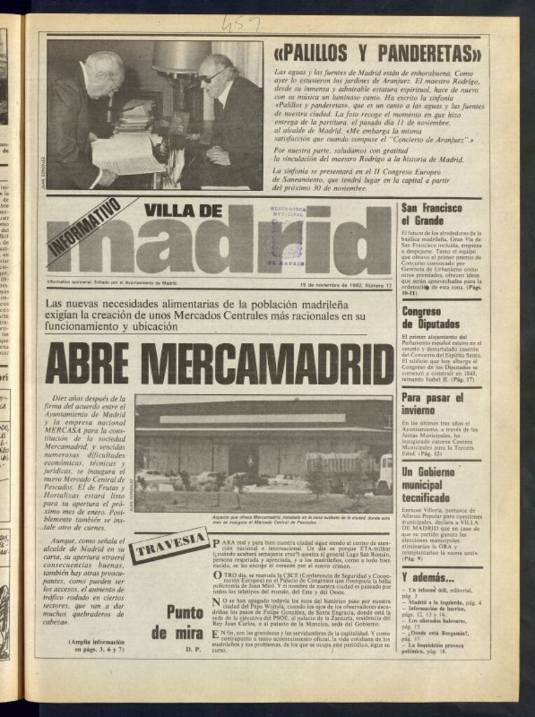 Miniatura de Villa de Madrid: informativo quincenal del 15 de noviembre de 1982, nº 17