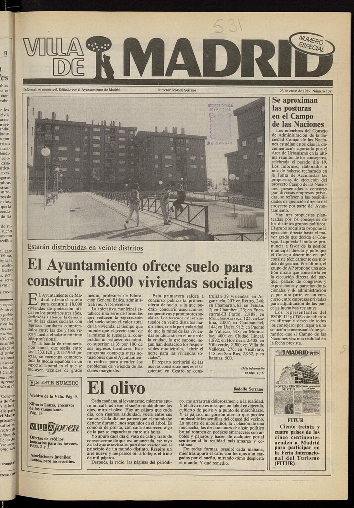 Miniatura de Villa de Madrid: informativo quincenal del 23 de enero de 1989, nº 139