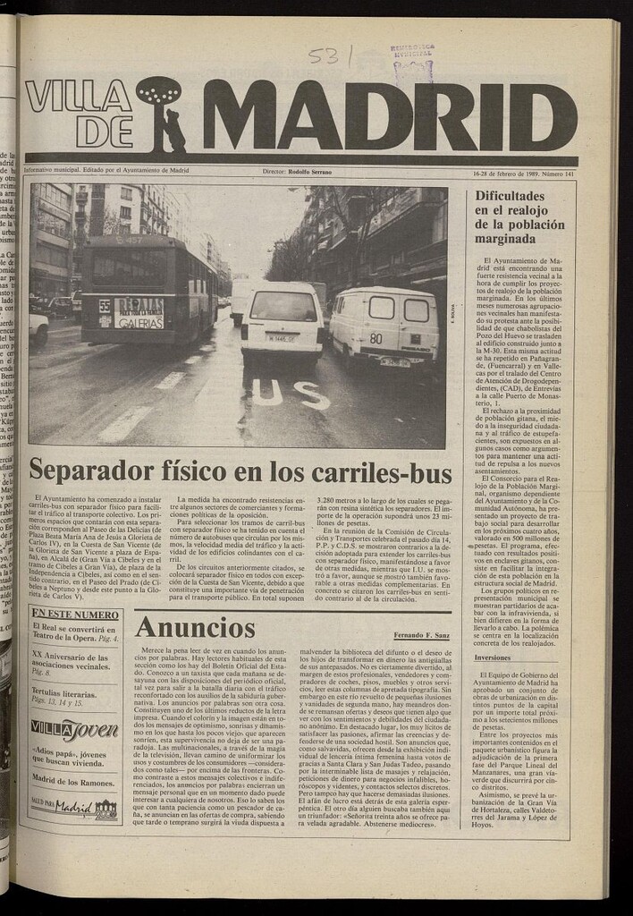 Miniatura de Villa de Madrid: informativo quincenal del 16 de febrero de 1989, nº 141
