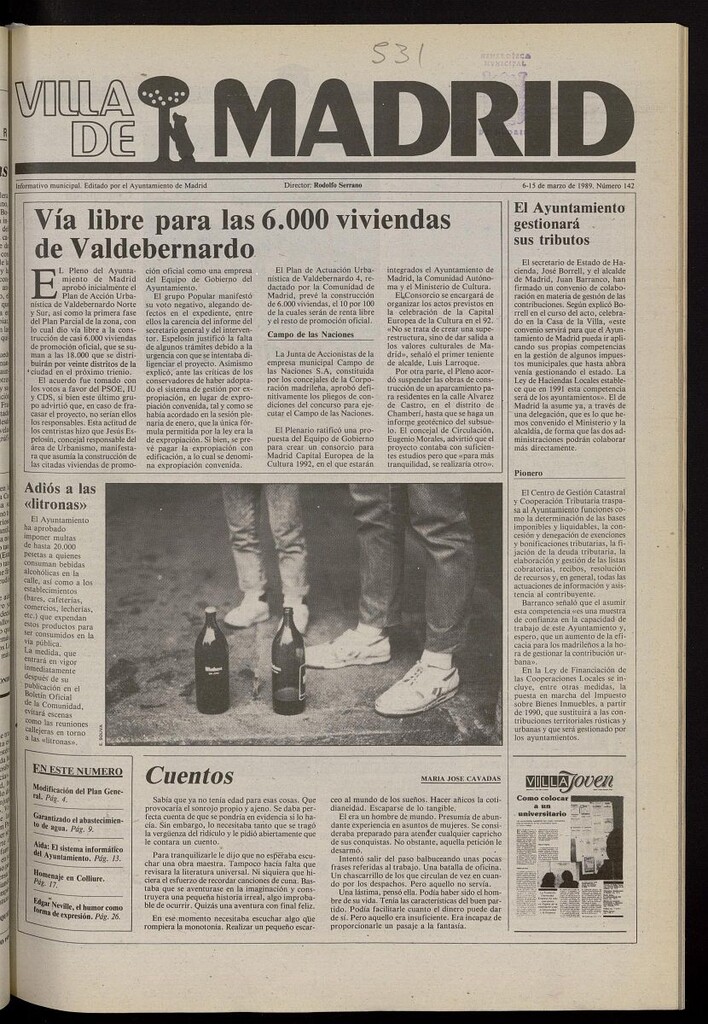 Miniatura de Villa de Madrid: informativo quincenal del 6 de marzo de 1989, nº 142