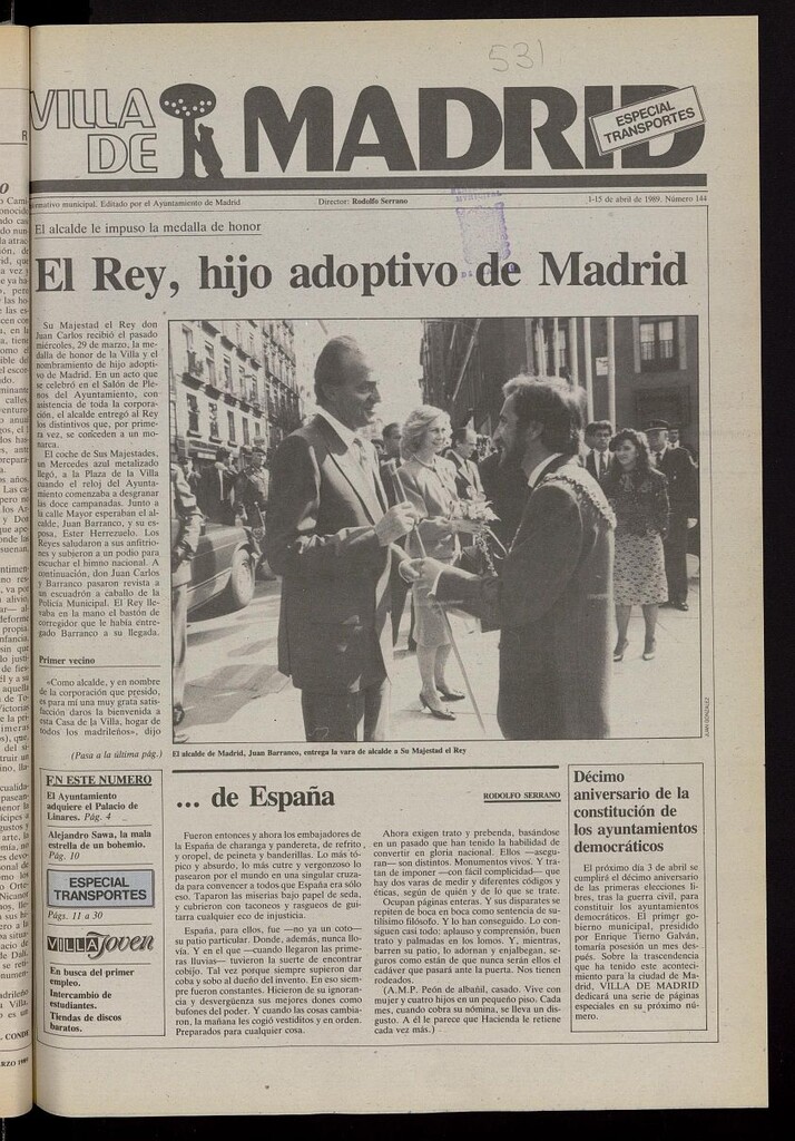 Miniatura de Villa de Madrid: informativo quincenal del 1 de abril de 1989, nº 144