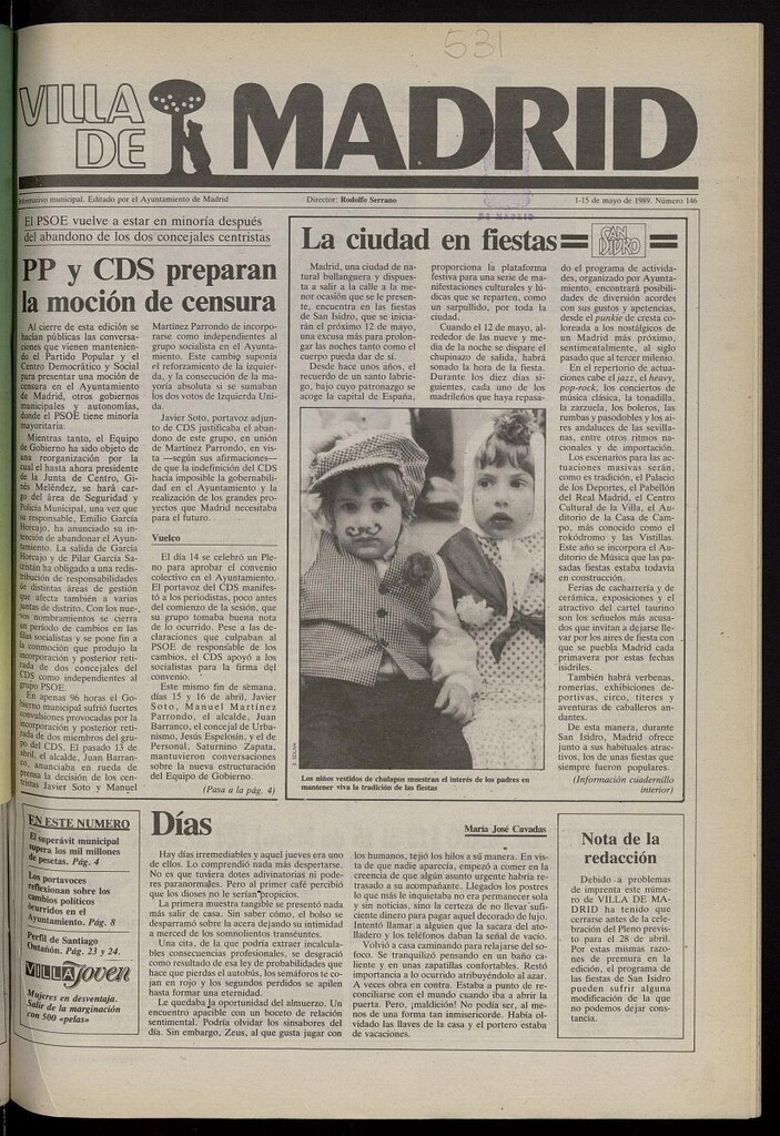 Miniatura de Villa de Madrid: informativo quincenal del 1 de mayo de 1989, nº 146