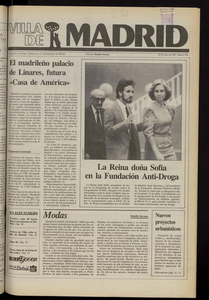 Miniatura de Villa de Madrid: informativo quincenal del 16 de junio de 1989, nº 149