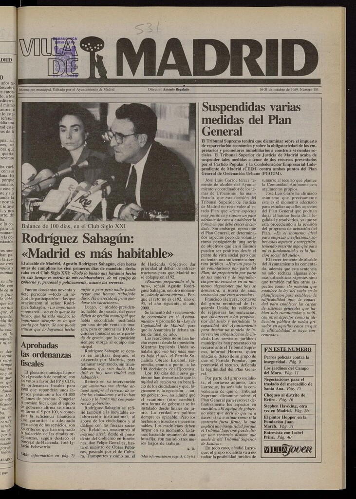 Miniatura de Villa de Madrid: informativo quincenal del 16 de octubre de 1989, nº 154